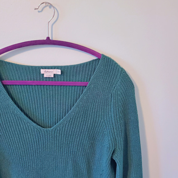 SWEET Teal V Neck Sweater - Picture 1 of 2